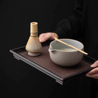 Matcha Bowl Set with Whisk Stand and Spout, Rustic Ceramic Teaware for Traditional Matcha Preparation
