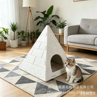 Felt Pyramid Cat Bed, Detachable Washable Pet Sleeping House, Modern Home Style