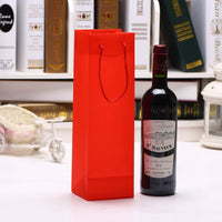 Jelly Color PP Plastic Waterproof Wine Bottle Gift Bag with Handle for Single or Double Bottles