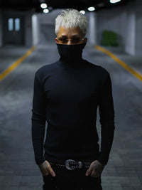 RELAX Men's High-Neck Long Sleeve T-Shirt Slim Fit Stretch Base Layer