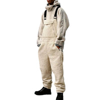 Men's Solid Color Lambswool Adjustable Strap Overalls Jumpsuit