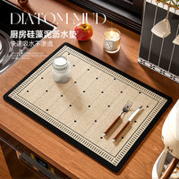 Diatomaceous Earth Kitchen Drain Mat - Non-Slip, Absorbent, Quick-Dry Countertop Mat