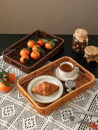 Handwoven Imitation Rattan Fruit Basket for Snacks and Bread