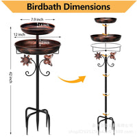 Outdoor Metal Bird Bath Feeder with Ground Stake for Garden Patio Lawn