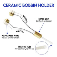 Stream Sense Fly Tying Tool Bobbin Holder Ceramic Threader Knotter for Fly Fishing Lures, Premium Brass