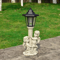 Solar Angel Garden Statue with Lantern - Outdoor Resin Figurine Night Light for Patio Decor