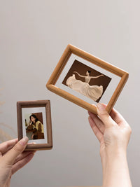 Mini Solid Wood Double-Sided Transparent Photo Frame for Displaying Pictures