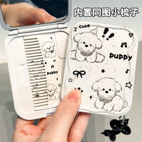 Portable Foldable Makeup Mirror with Comb Set and Charm