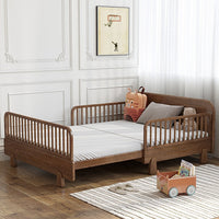 WangHeng Solid Wood Kids Bed with Guardrail, Extendable Toddler Bed for Boys and Girls, Princess Style