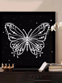 DIY Pearl Painting Kit with Frame - Vintage Butterfly & Rose Designs for Living Room Decor