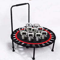 Foldable Indoor Mini Trampoline with Adjustable Handrail for Kids and Adults, Fitness Rebounder