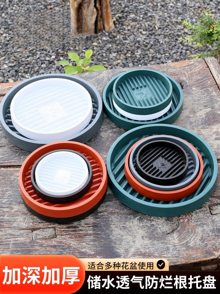 Flower Pot Saucer with Enhanced Breathable Base, Deepened Water Catchment Tray, Round Resin Plastic