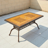 Outdoor Cast Aluminum Dining Table and Chairs Set with Tile Top for Patio Garden Villa