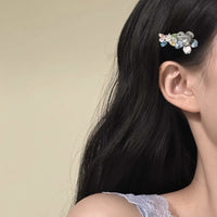 Mini Zircon Flower Hair Clip Elegant Side Clip Duckbill Clip