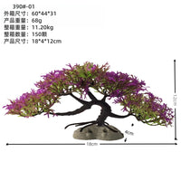 Artificial Pine Tree Aquarium Ornament with Ceramic Base