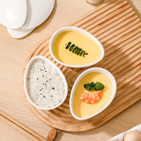 Ceramic Steaming Bowl Set with Lid for Rice Cooker, Fan-shaped or Round, for Meat, Vegetables, and Baby Food