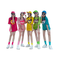 Dopamine Candy Color T-Shirt Set for Friends Group Travel Performance Loose Fit