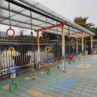 Kids Outdoor Sensory Training Swing Set with Climbing Rope Ladder