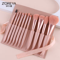 Pink Peach Makeup Brush Set for Beginners - Blush, Powder, Eyeshadow, Eyeliner, Concealer Brushes