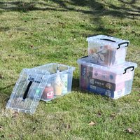 Large Capacity Clear Plastic Storage Box with Lid and Handle for Clothes and Snacks