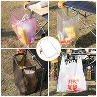 Portable Camping Trash Bag Holder for Outdoor Picnics and Table Edges, Stainless Steel