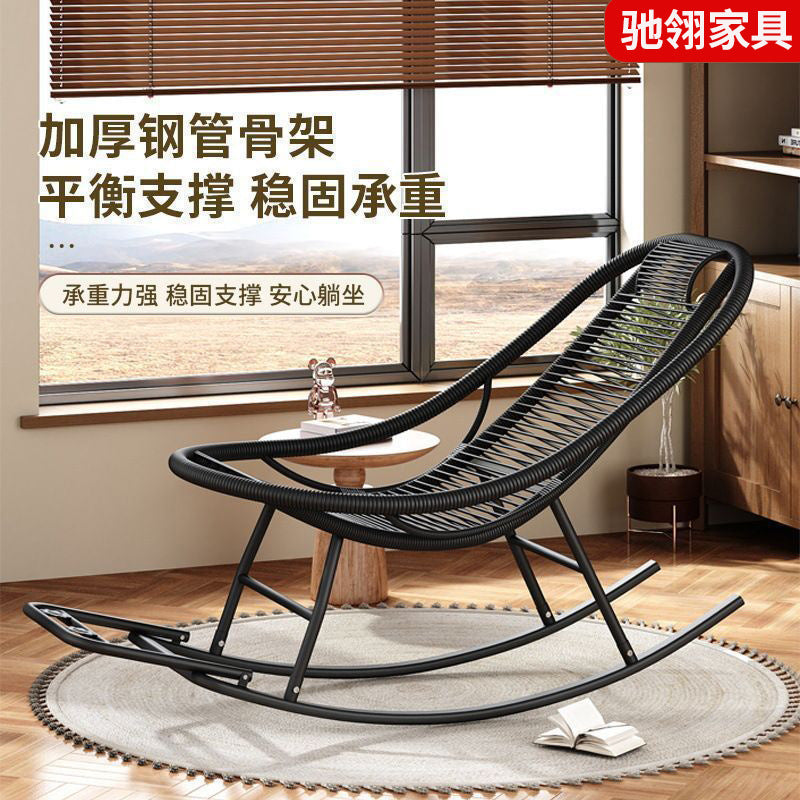 Summer Rattan Rocking Chair, Foldable Wicker Lounge Chair for Balcony, Living Room, Outdoor, Garden