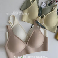Forest Island Japanese Style Wireless Jelly Bra for Women, Comfortable Deep V Thin Section Student Bralette