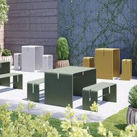 Outdoor Wrought Iron Patio Table and Bench Set
