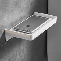 Wall-Mounted Bathroom Shelf with Phone Holder - No-Drill or Drill Installation