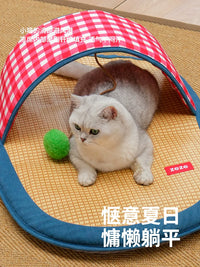 ZEZE Pet Cooling Mat Rattan Weave Slipper Bed for Cats and Dogs