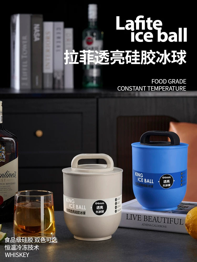 Whiskey Ice Ball Mold Clear Bubble-Free Food-Grade Silicone Ice Cube Maker for Home Bar