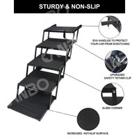 Portable 5-Step Aluminum Pet Ramp for SUV & Car, Foldable Dog Ladder for Easy Vehicle Access