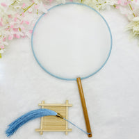 Long Handle Silk Fan for DIY Painting and Embroidery