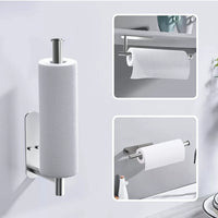304 Stainless Steel Kitchen Paper Towel Holder Self-Adhesive or Drilled Installation