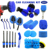 35-Piece Car Cleaning and Detailing Kit with Drill Brushes and Polishing Pads