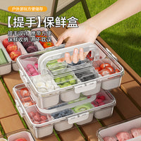 Portable Divided Salad Container with Lid and Handle for Refrigerator Storage and Picnics