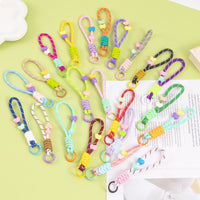 Colorful Knotted Lanyard Keychain for DIY Crafts, Short Anti-Loss Strap for Phones and Bags