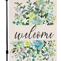 Seasonal Garden Flag Striped Floral Outdoor Decoration Linen Double-Sided Spring Summer