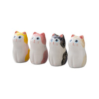 Japanese Ceramic Lucky Cat Figurine for Desk Decor