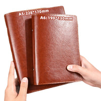 A5/A6 Vintage Leather Refillable Notebook with Lined Pages for Journaling and Business