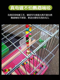 Large Galvanized Iron Bird Cage for Parrots, Cockatiels, and Peonies - Stainless Steel Color