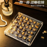 Acrylic Shell Jewelry Storage Box with Dividers for Small Pendants and Gold Beads