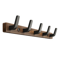 No-Drill Black Walnut Wood Over-Door Hook Rack for Coats, Hats, and Keys