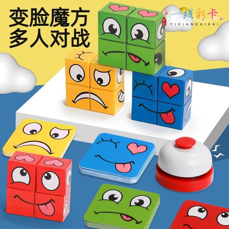 Face-Changing Cube Building Blocks Educational Toy for Kids, Family Board Game