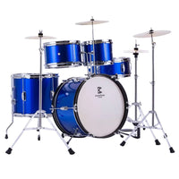 Kids 5-Piece Junior Drum Set with Cymbals - Beginner Jazz Drum Kit for Practice & Performance