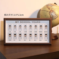 Kids School Years Growth Record Photo Frame Display for 1-inch ID Photos, Baby Campus Commemorative Picture Frame