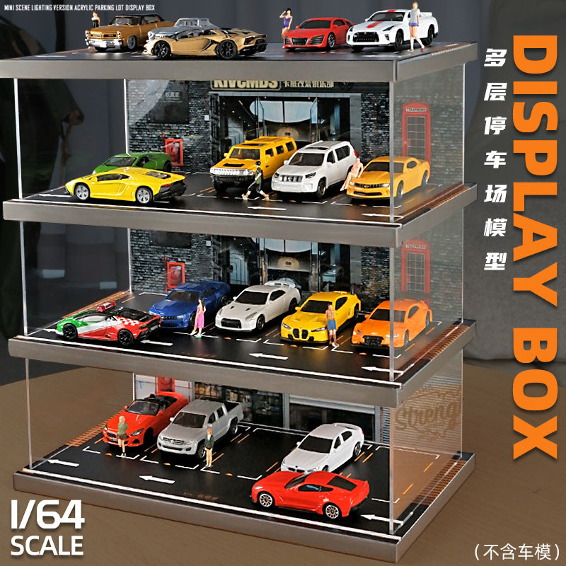 1/64 Scale Multi-Layer Acrylic Parking Garage Model Display Case for Toy Cars