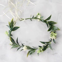 Forest Style Headwear Fairy Princess Flower Garland Headband with Ribbons Girls Hairpin 2025 New Daily Forest Series