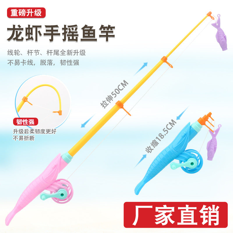 Kids Magnetic Fishing Game Toy with Retractable Rod for Outdoor Play