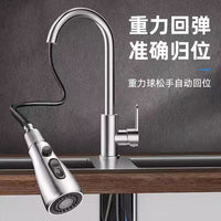 Pull-Out Kitchen Faucet with Dual Functionality for Hot and Cold Water, Anti-Splash Sink Mixer